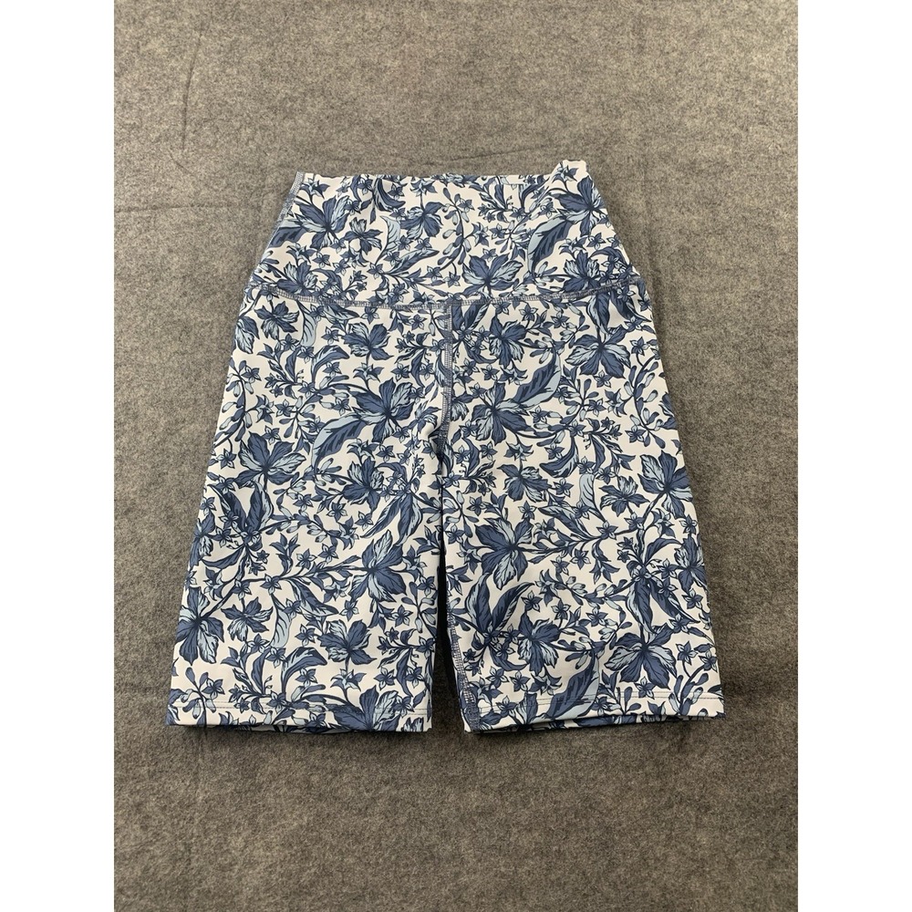 Sage Collective Floral Biker Shorts Blue White Toile High Rise Athletic XS